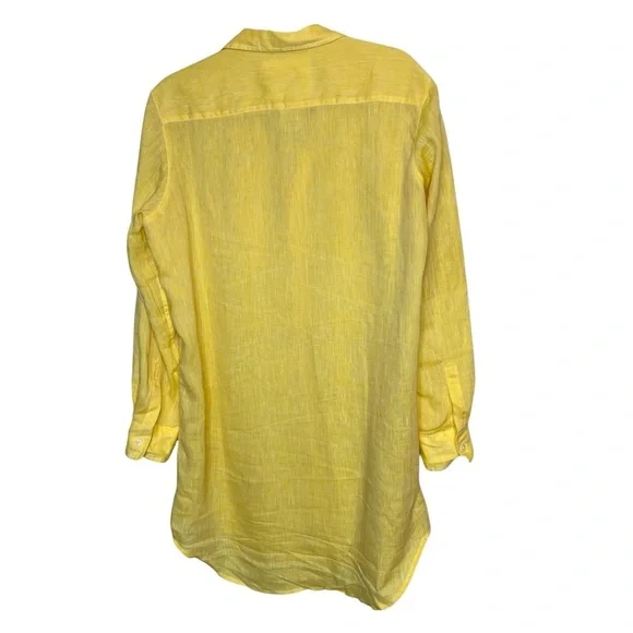 Frank & Eileen Linen Mary Shirt dress Bright Yellow Size Small Casual Resortwear - Picture 6 of 11
